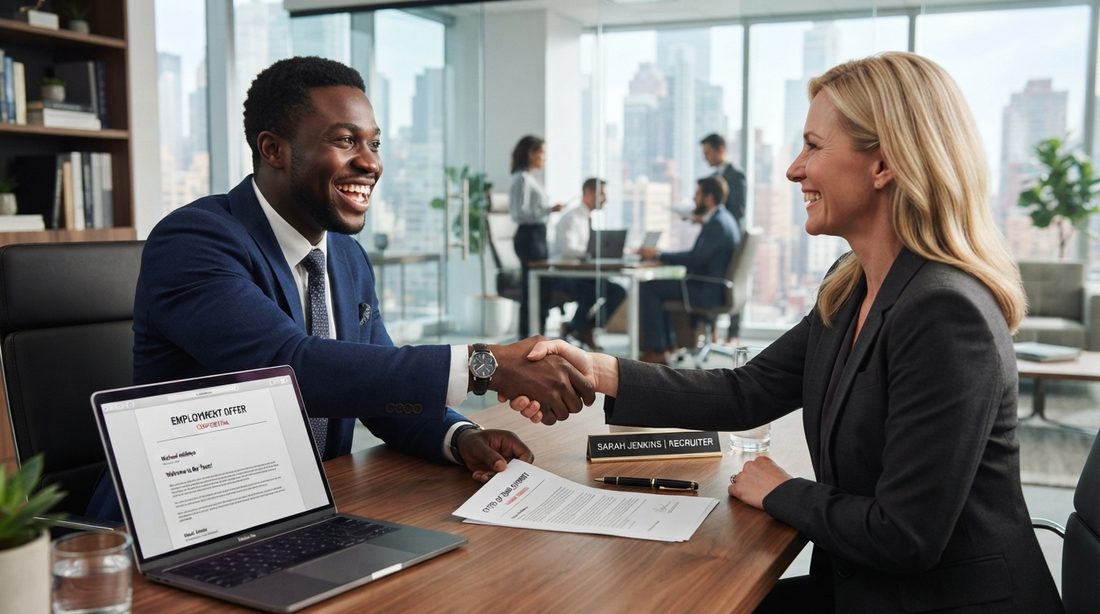 A candidate accepting a written employment offer with their Empres consultant