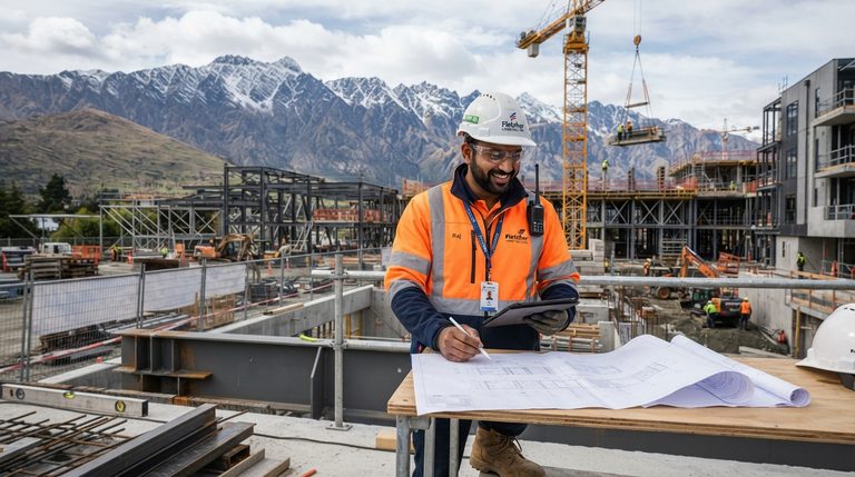 A site engineer on a New Zealand construction project